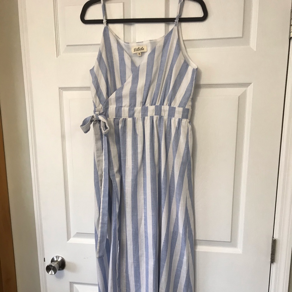 Listicle White and Blue Strip Dress